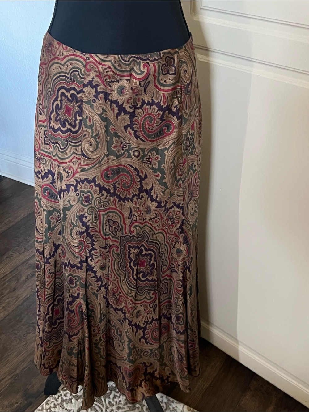 Ralph Lauren Paisley Maxi Skirt in Brown, Burgundy and Navy